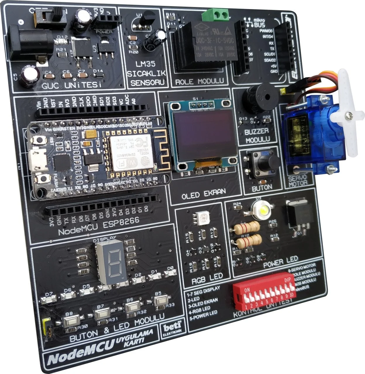 NodeMCU IoT Uygulama Kartı donanım yapısı