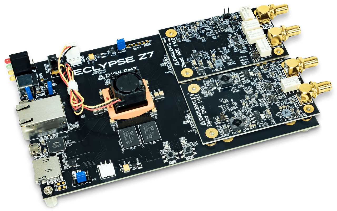 Eclypse Z7: Zynq-7000 SoC Development Board with SYZYGY-Compatiple Eclypse Z7 + 2 Adet Zmod Scope 1410-105