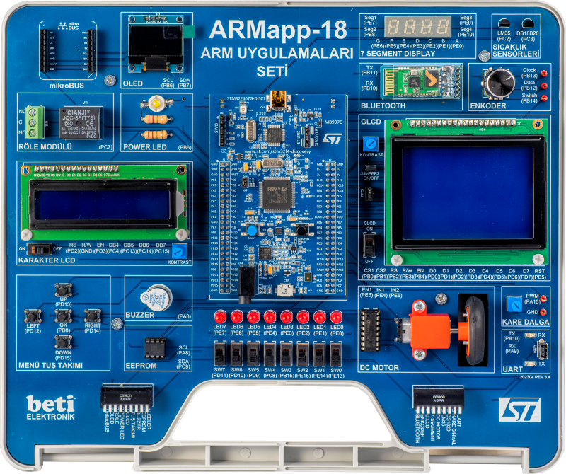 ARMapp-18 STM32 ARM Mikrodenetleyici Uygulamaları Seti